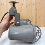 Vintage Industrial Spotlight Light Fixture 500 Watts signed Carlstadt New Jersey, Anti Explosion Domes, Cast Aluminum, Loft and Garage