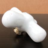 Antique White Porcelain Faucet Handle Knob Hot H Water 2 3/4" Signed Crane, Brass Base, Lot #2