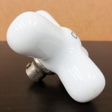 Antique White Porcelain Faucet Handle Knob Cold Water 3 1/4", Chrome Plated Brass Base, Lot #1