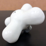 Antique White Porcelain Faucet Handle Knob Hot Water 2 3/4", Chrome Plated Brass Base, Lot #4