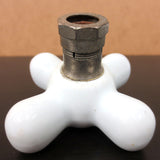 Antique White Porcelain Faucet Handle Knob Cold Water 2 3/4", Chrome Plated Brass Base, Lot #4