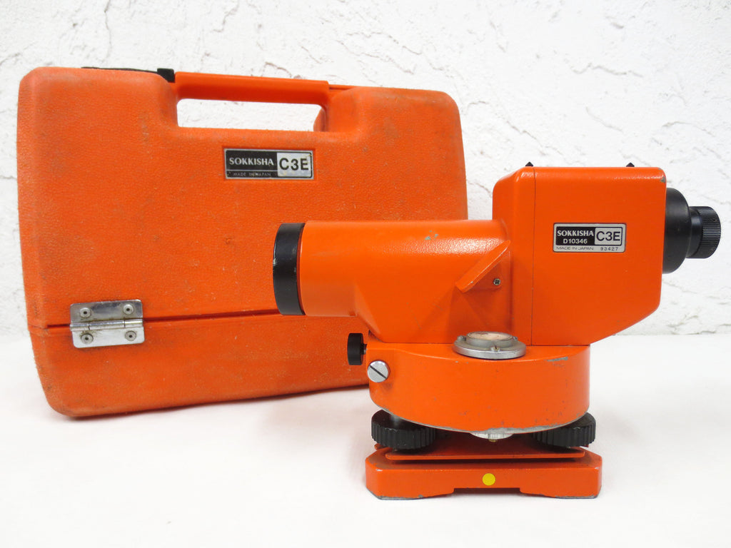 Sokkisha Surveyor Transit Automatic Level Model C3E, D10346, Made in Japan, With Case, All Metal Body, Orange