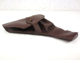 Vintage WWII German Military Police Pistol Gun Revolver Holster Thick Leather 8 X 6.5", Flap Over, Brass Button, Lot #1