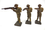 3 WWII Vintage Toy American Soldiers Figurines 3" by Elastolin Lineol, Germany, Matching Set