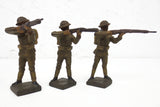 3 WWII Vintage Toy American Soldiers Figurines 3" by Elastolin Lineol, Germany, Matching Set