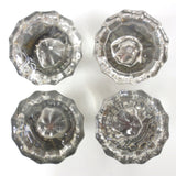 2 Pairs of Antique Victorian 12 Point Crystal Glass Door Knobs Screws & Rods #2