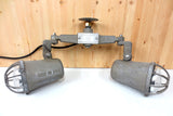 Vintage Industrial Spotlight Light Fixture 500 Watts signed Carlstadt New Jersey, Anti Explosion Domes, Cast Aluminum, Loft and Garage