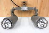 Vintage Industrial Spotlight Light Fixture 500 Watts signed Carlstadt New Jersey, Anti Explosion Domes, Cast Aluminum, Loft and Garage