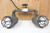 Vintage Industrial Spotlight Light Fixture 500 Watts signed Carlstadt New Jersey, Anti Explosion Domes, Cast Aluminum, Loft and Garage