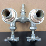 Antique Victorian Claw Foot Bath Tub Faucet signed Mueller, Nickel Plated Solid Brass, Hot and Cold Water Handle Knobs