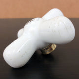 Antique White Porcelain Faucet Handle Knob Hot H Water 2 3/4" Signed Crane, Brass Base, Lot #2