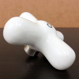 Antique White Porcelain Faucet Handle Knob Cold Water 3 1/4", Chrome Plated Brass Base, Lot #2