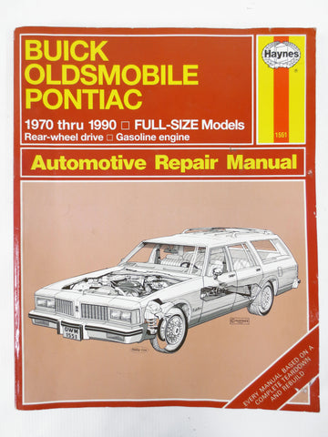 Vintage 1970 to 1990 Buick Oldsmobile Pontiac, Haynes Garage Repair Manual