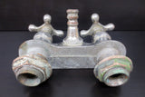 Antique Victorian Claw Foot Bath Tub Faucet, Nickel Plated Solid Brass, Original Hot and Cold Knobs