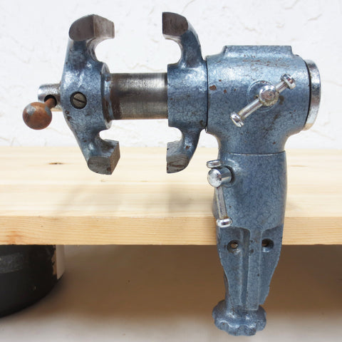 Vintage Baby Bullet Vise Clamp On 2" Double Jaws, Swivels 360, For Jewelers Watchmakers Machinists Gunsmiths