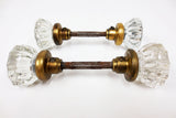 2 Pairs of Antique Victorian 12 Point Crystal Glass Door Knobs Screws & Rods #1