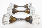 3 Pairs of Antique Victorian 12 Point Crystal Glass Door Knobs Screws & Rods #4