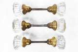 3 Pairs of Antique Victorian 12 Point Crystal Glass Door Knobs Screws & Rods #3