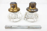 Pair of Antique Victorian 12 Point Crystal Glass Door Knobs, Screws & Rod #10