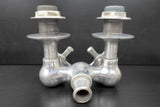 Antique Victorian Claw Foot Bath Tub Faucet signed Wallaceburg, Nickel Plated Solid Brass, Original Hot and Cold Knobs