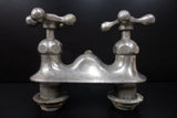 Antique Victorian Claw Foot Bath Tub Faucet, Nickel Plated Solid Brass, Original Hot and Cold Knobs