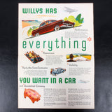 Original 1953 Aero Willys Overland Car Dealer Booklet Poster Advertising, Ace, Falcon, Lark, Eagle