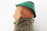 Antique 12" German Boy Doll, Composition Head, Felt Tyrolean Suit & Hat, Shoes