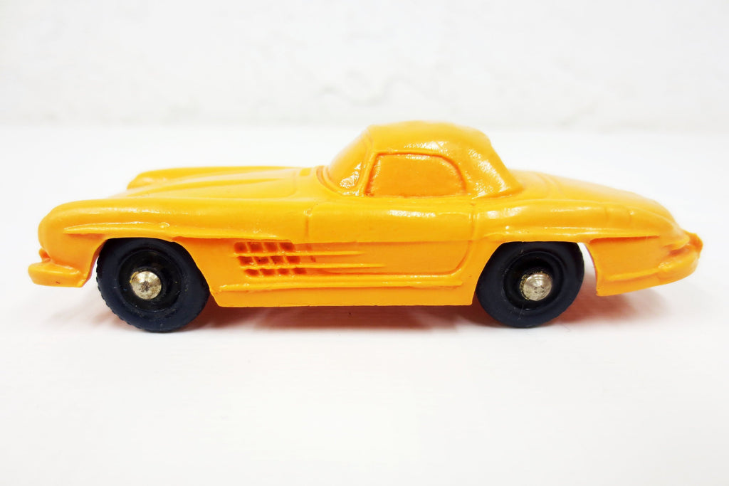 1950's Orange Mercedes-Benz 300 SL Toy Rubber Car, Tomte Laerdal Stavanger Norway