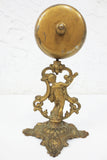 Antique Twist Bell 7" Hotel Desk Counter & Dinner, Ornate Gold, Mandolin Player