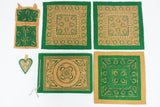 Vintage Handmade Green Felt Photo Album Scrapbook, Tablecloths, Pocket & Heart 6 Pieces Set