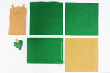 Vintage Handmade Green Felt Photo Album Scrapbook, Tablecloths, Pocket & Heart 6 Pieces Set