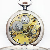 Antique 1880's Aster Pocket Watch Pendant 800 Silver, Open Face, Sec Sub Dial, K&L Case