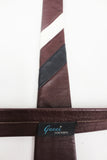 Vintage Gucci Leather Necktie, Black & White Stripes on Brown, 55" Long, Gucci Contempo