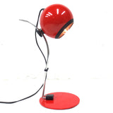 Vintage Red Desk Lamp with Sliding Globe, Italy Retro Design, 5" Dia., 15" Tall