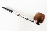 Vintage Estate Tobacco Pipe Silver Nylon & Wood from England, 5 3/4" Long