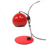 Vintage Red Desk Lamp with Sliding Globe, Italy Retro Design, 5" Dia., 15" Tall