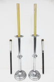 Pair of Antique Church Candle Sticks 3' Feet Tall, Nickel Plated, Spring Candles