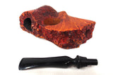 Large 7.5" Rustic Red Wood Tobacco Pipe Signed Brigham with Box, New Old Stock