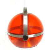 Vtg Mid Century Space Age UFO Ceiling Light Fixture 9" Dia, Translucent Orange