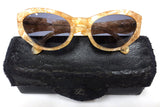 Vintage Louis Vuitton Women Sunglasses with Case, Gold Mesh Motif, 133mm Wide