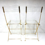 2 Vintage Plexiglass Gold Plated Folding Chairs by Designers Labovici & Berthet