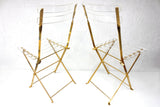 2 Vintage Plexiglass Gold Plated Folding Chairs by Designers Labovici & Berthet