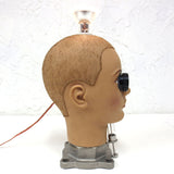 Woman Head Desk Lamp 11", Industrial Syringe, Stainless Tube Base & Latex Head