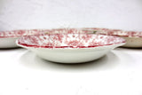 7 Small Antique Cartier England Desert Bowls 5" dia, Red Flowers