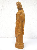 Antique Jesus Christ Wood Statue 13", Hand Carved, Sacred Heart Church Sconce