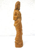 Antique Jesus Christ Wood Statue 13", Hand Carved, Sacred Heart Church Sconce