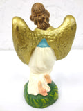 Vintage Manger Creche Angel Kneeling Figurine 3 3/4", Paper Mache Italy Christma