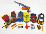 Lot of 7 Transformers Robots with their 7 Original Autobots Signed Takara 2002 2003 2004 Cars Trucks Crane