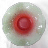 Vintage Vasart Monart Scotland Glass Plate, Flower Shape, Pink Green, Signed