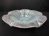 Vintage Vasart Monart Scotland Glass Plate, Flower Shape, Green Red, Signed